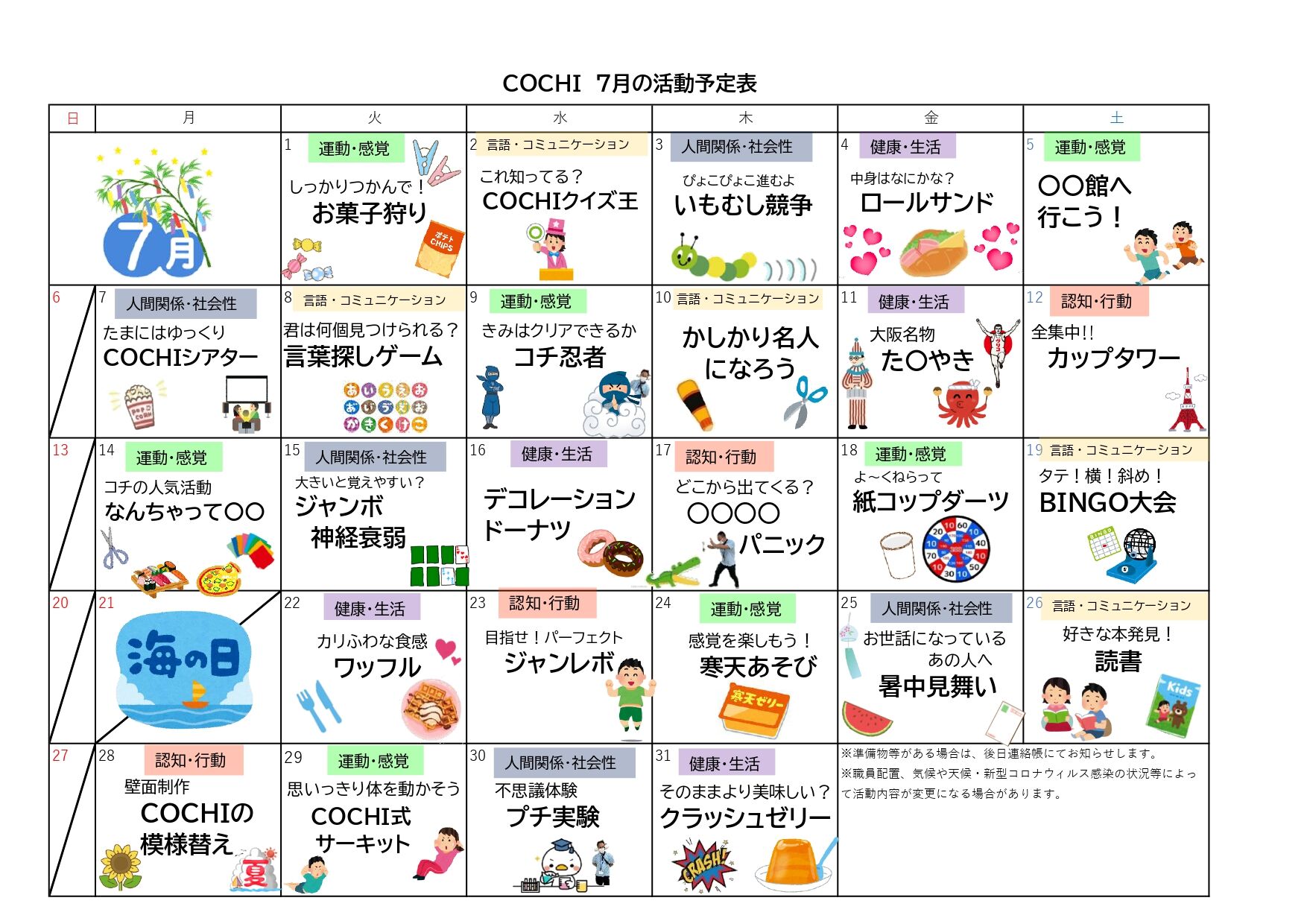 活動予定表（COCHI）2025.07