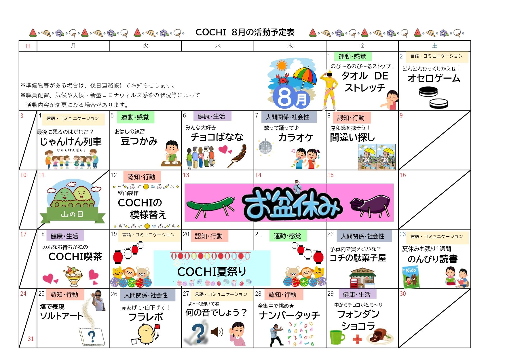 活動予定表（COCHI）2025.08