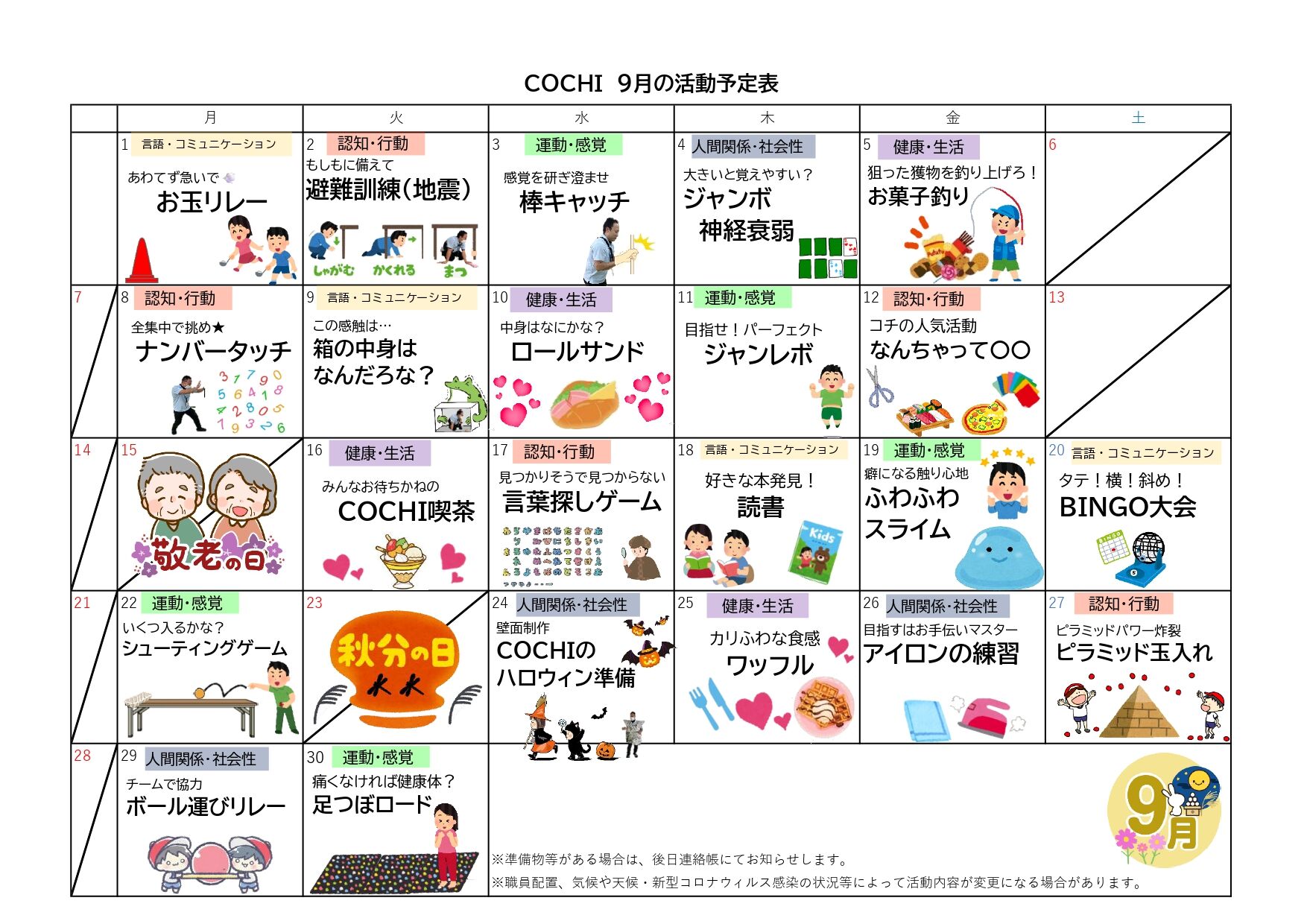活動予定表（COCHI）202509