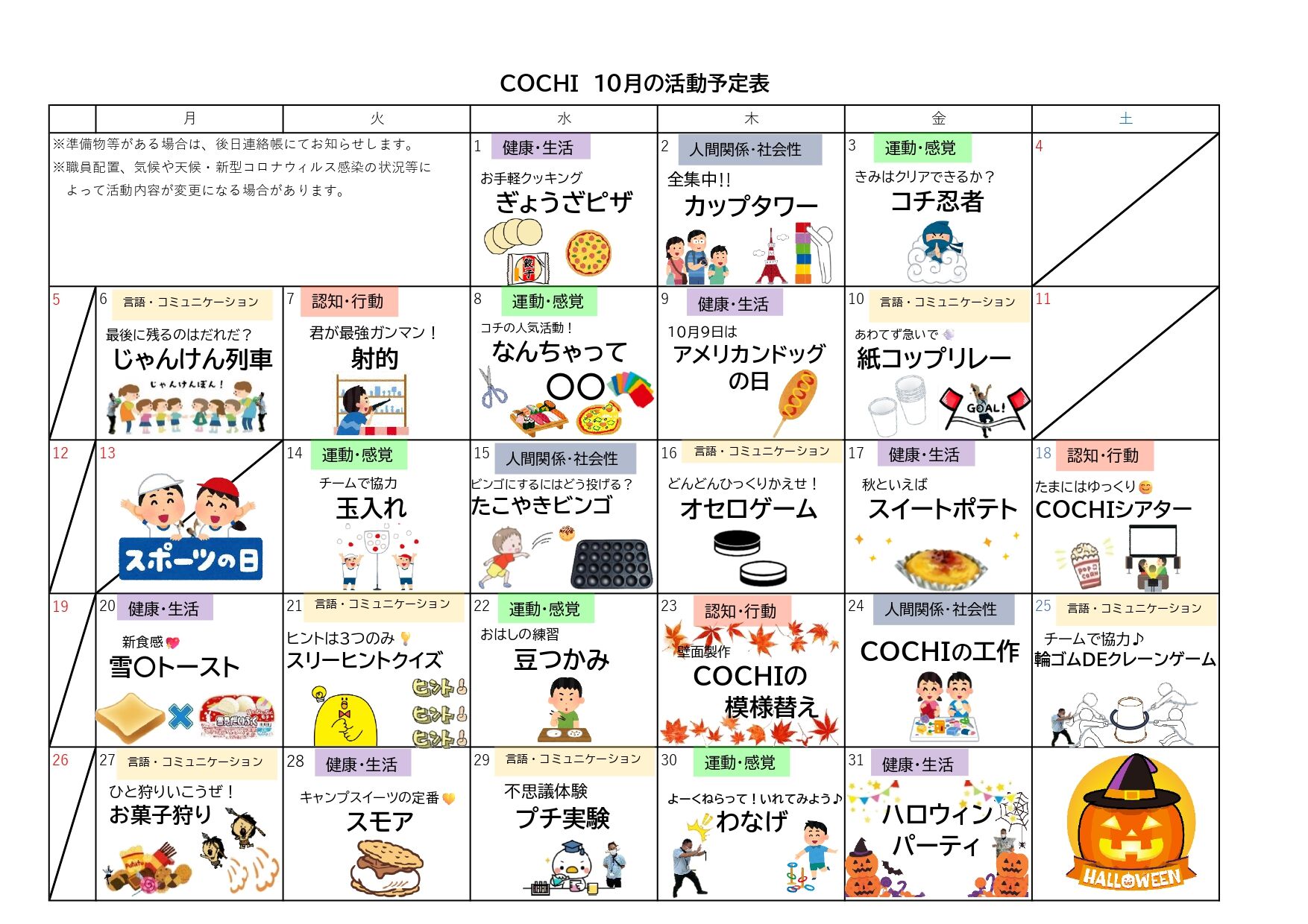 活動予定表（COCHI）202510