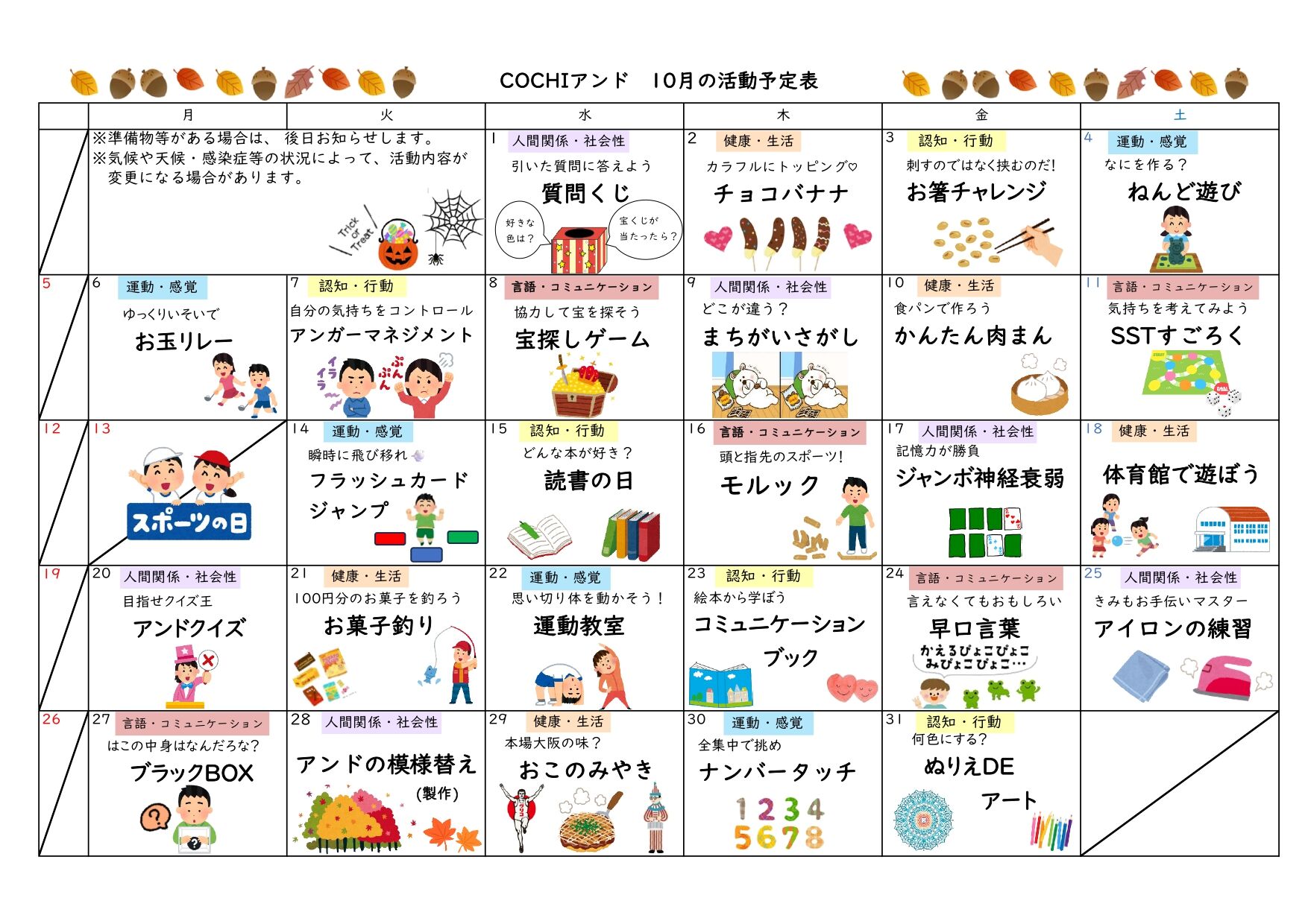 活動予定表（COCHIアンド）202510