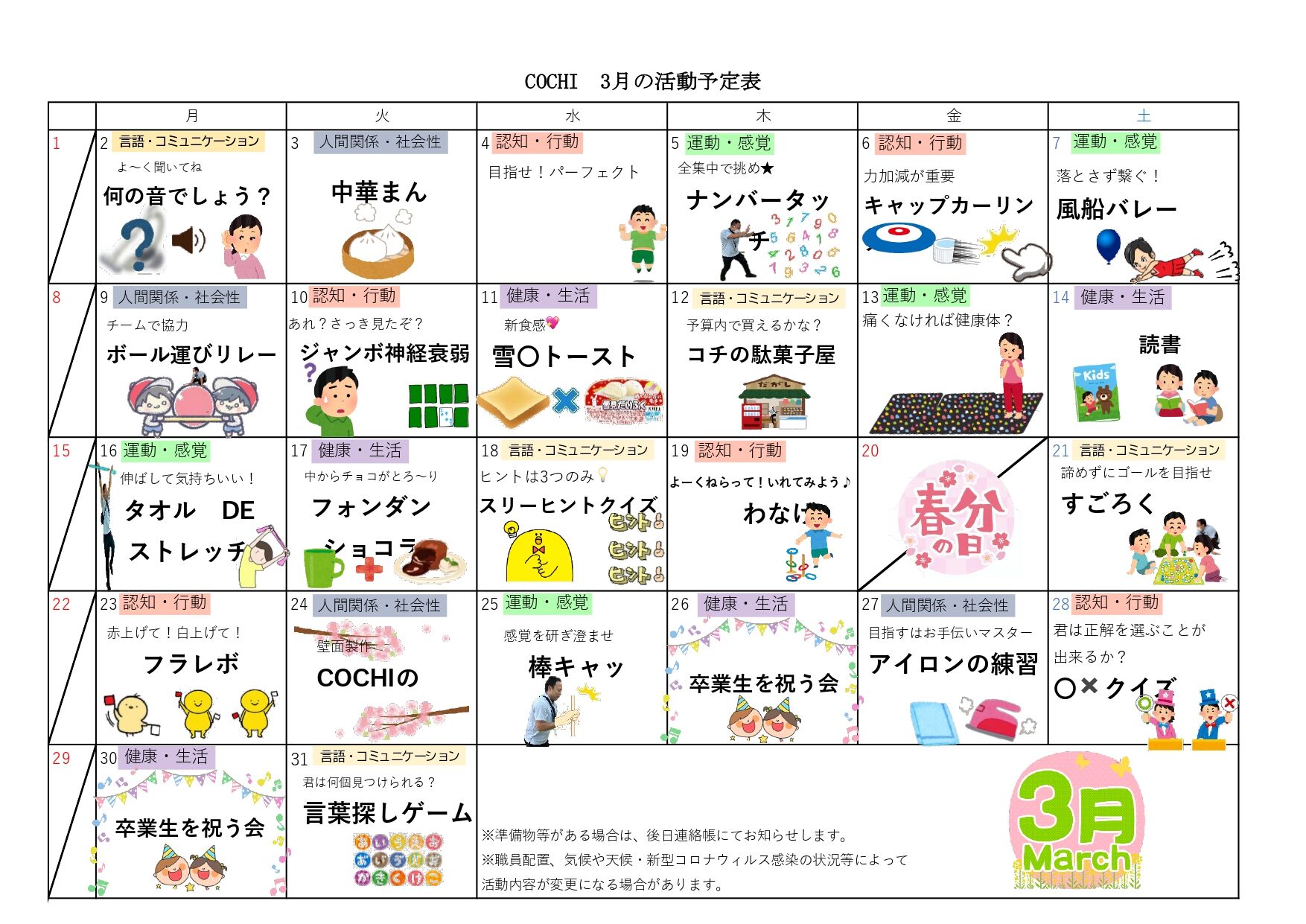 活動予定表（COCHI）2026.03
