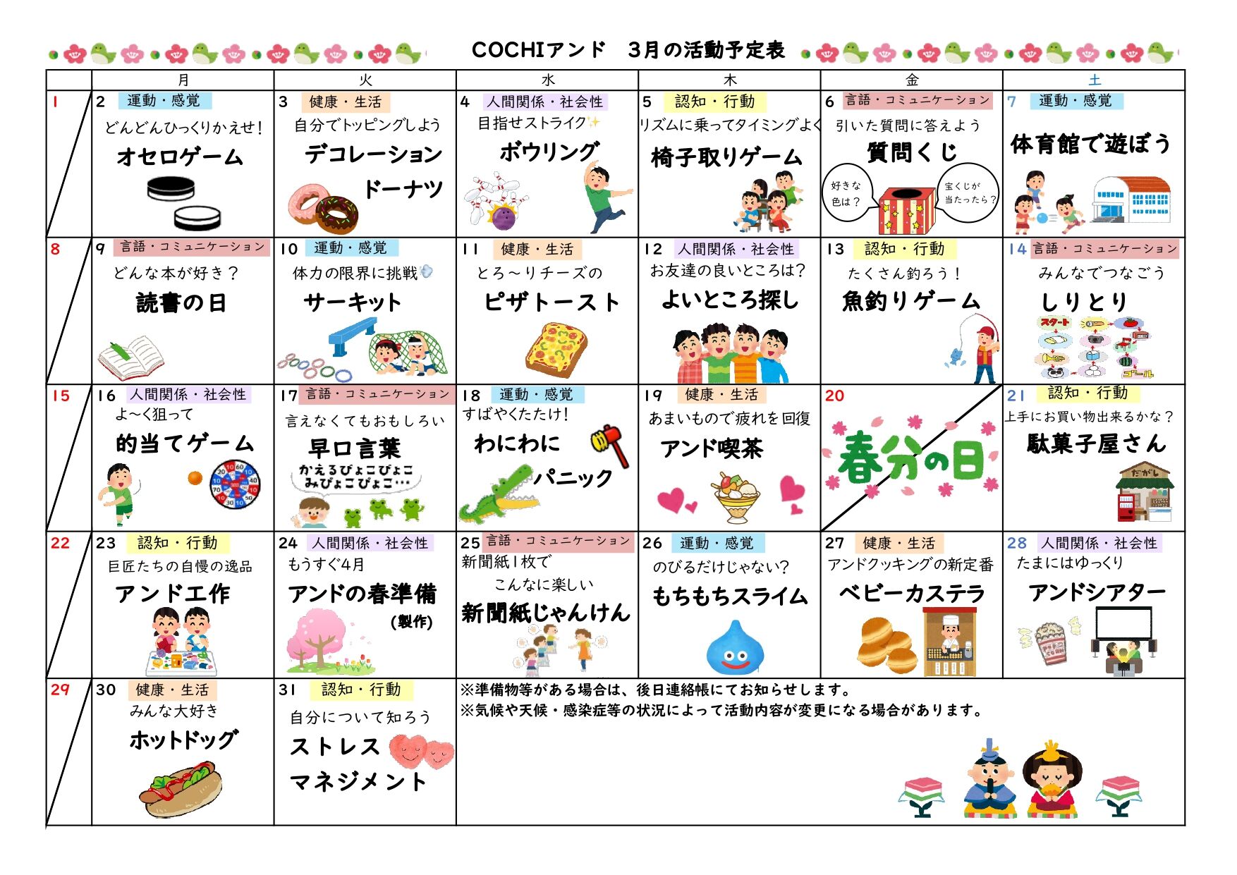 活動予定表（COCHIアンド）2026.03